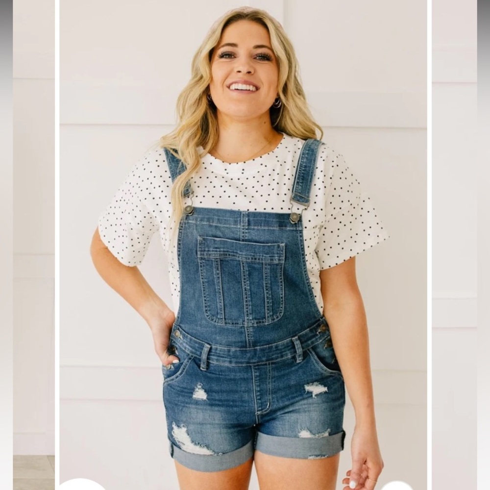 KanCan distressed overall shorts